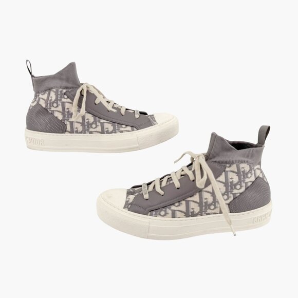 Dior Walk'n'Dior High Top Sneakers Size 39 US 9 Women's Gray Oblique Logo Sock - Picture 6 of 12